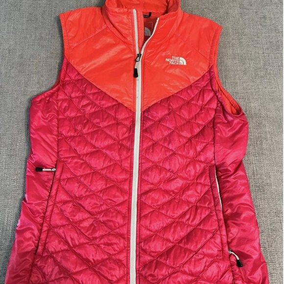 EUC Large The North Face Thermoball Vest Women's Pink Orange Diamond Jacket - Picture 1 of 10